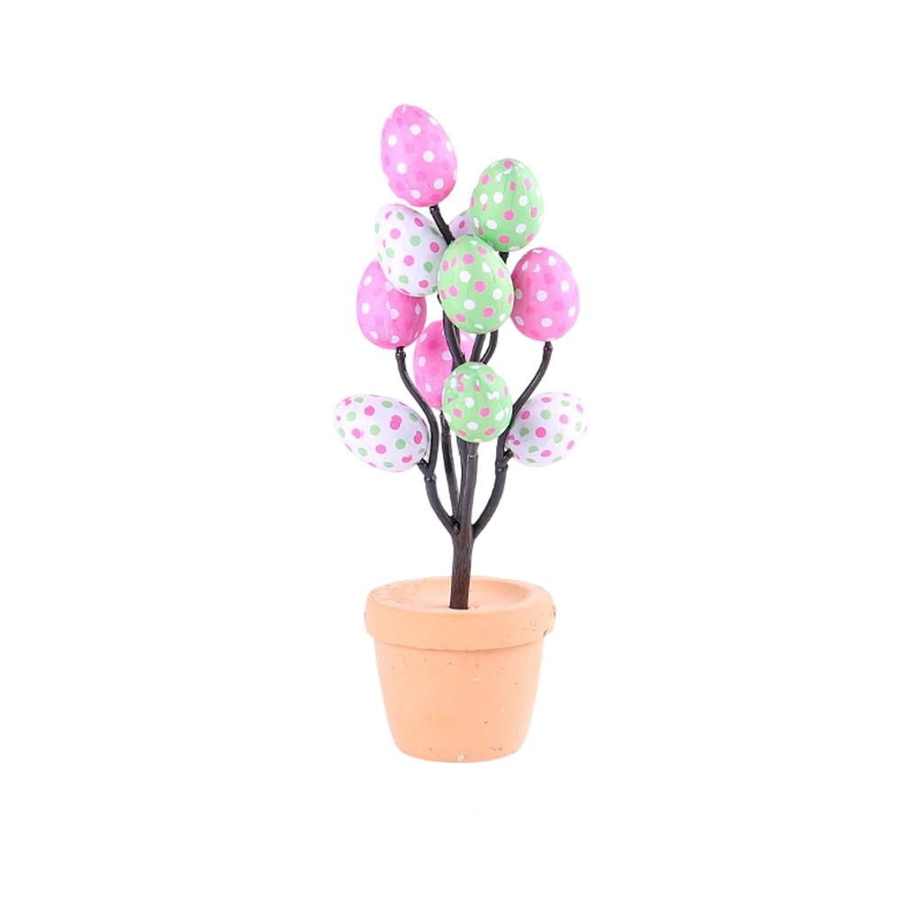 Easter Artificial Egg Planter With Cartoon Easter Egg Prints – Easter Table Decoration