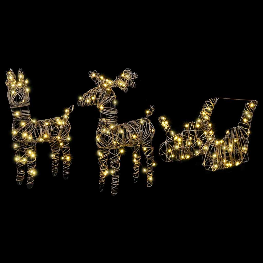 Reindeer Pull Sled Warm White 53 X 28 X 33 Cm Rattan