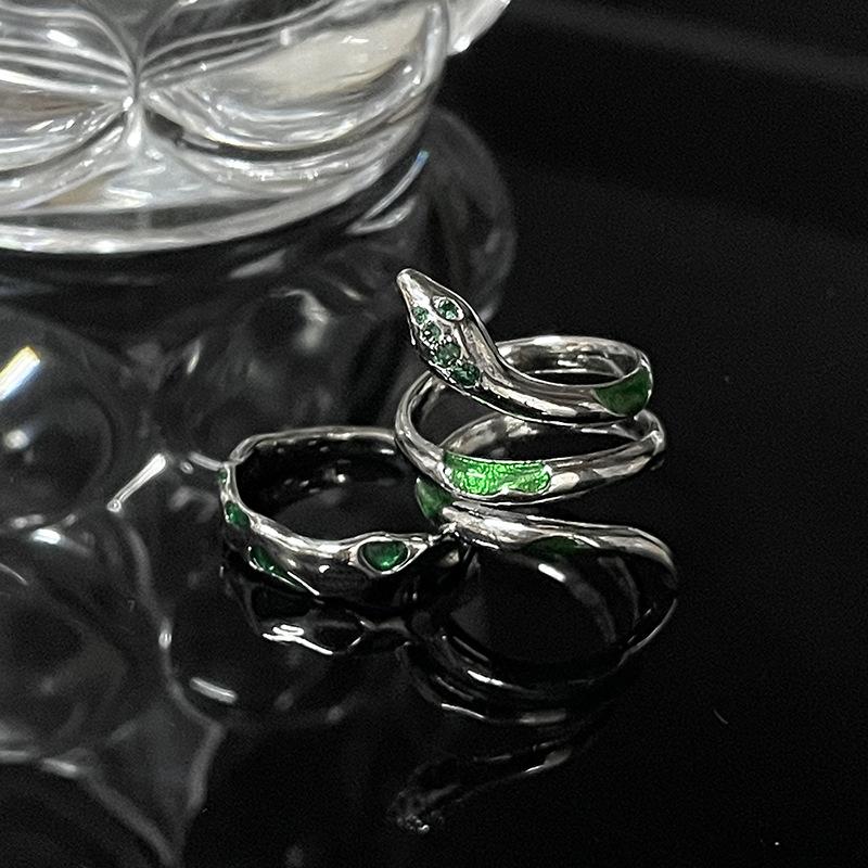 Slytherin Green Spirit Snake Dark Wind Advanced Sense Zir*****Pen Ring Female Personality Niche Design French