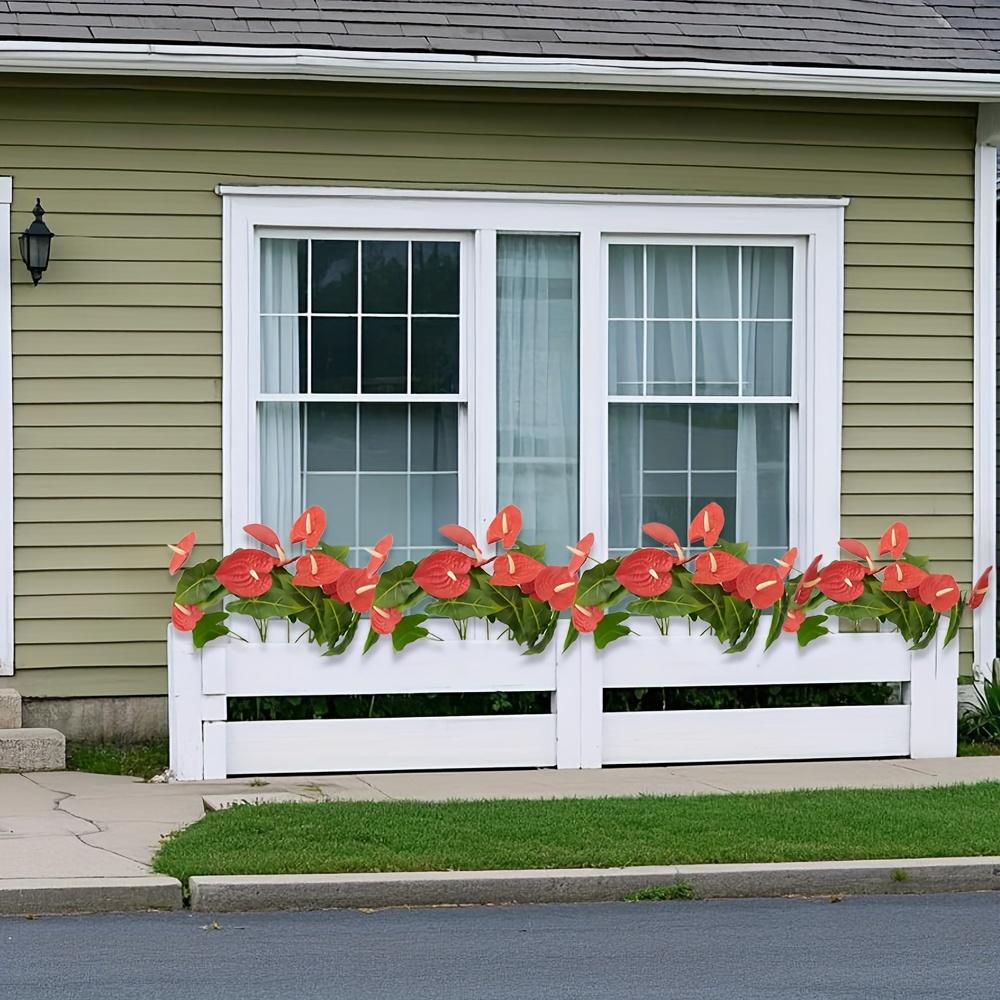 23.6inch Realistic Artificial Anthurium Lily Flowers Permanent Flower with Green Leaves for Home Decoration Wedding Bouquet