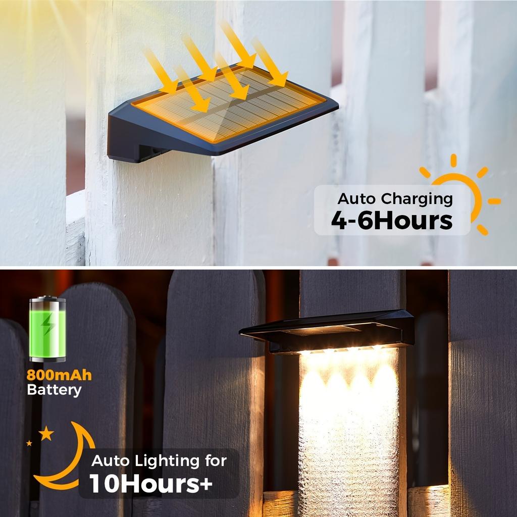 12pc Solar Fence Lights Outdoor Waterproof IP65 Solar Powered Auto On/Off Step Wall Lamp Decor for Yard Porch Patio Deck Garden