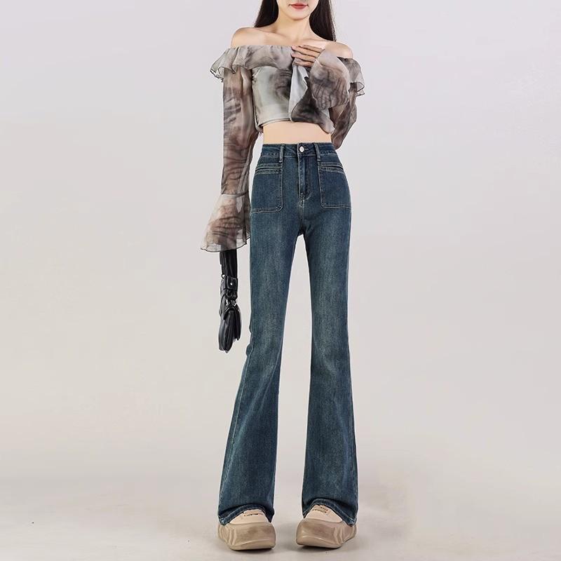 Women s American Retro High-Waisted Flare Jeans - Slimming, Stretch Bell Bottom Pants XS 75-82 lbs