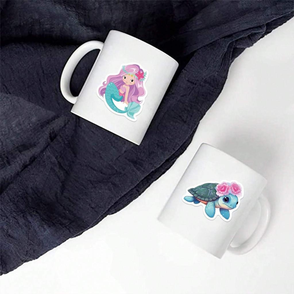 50 Pcs Mermaid Stickers Pack | Vinyl Aesthetics Stickers for Scrapbook, Journaling, Laptop, Bumper, Skateboard, Water Bottles, Computer, Phone