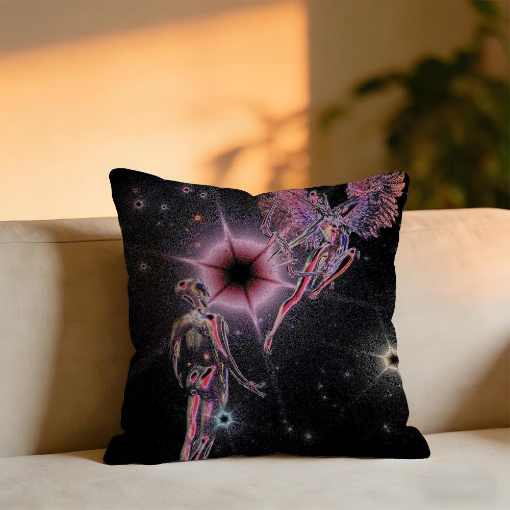 Retrofuturistic Visual Art Cushion Cover Cozy Velvet Throw PillowSoft Warm Cushion For Sofa Bed