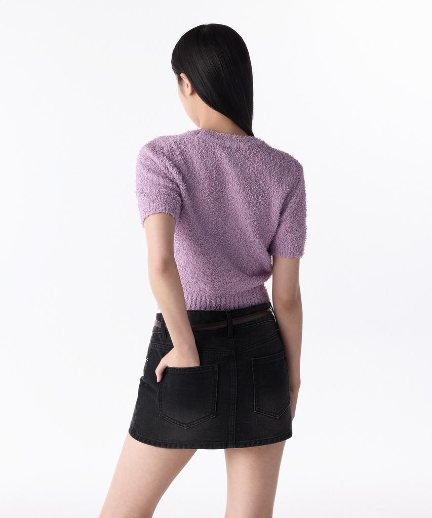MUSINSA STANDARD WOMAN Women'S Fancy Yarn Crew Neck Short Sleeve Knit [Lavender]