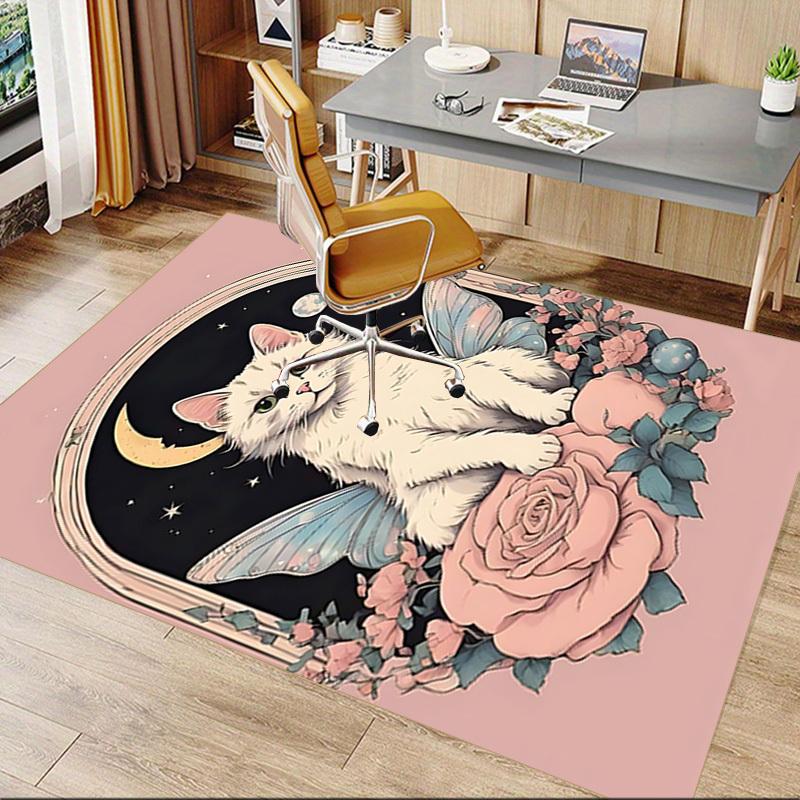 1pc Fairy Cat Carpet Anti Slip Polyester Floor Mat for office.Bedroom