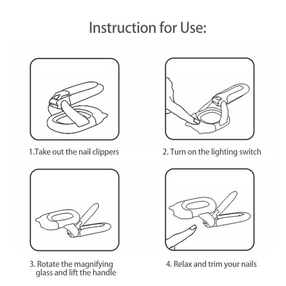 Children's Nail Clippers Stainless Steel Nail Clippers Splash Proof Nail Clippers with Magnifying Glass LED Lights