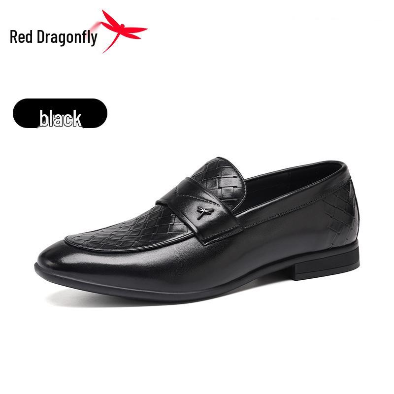 Red Dragonfly Men s Genuine Leather Sheepskin Slip-on Loafers - Pointed Toe, Casual & Business Formal Shoes. 43