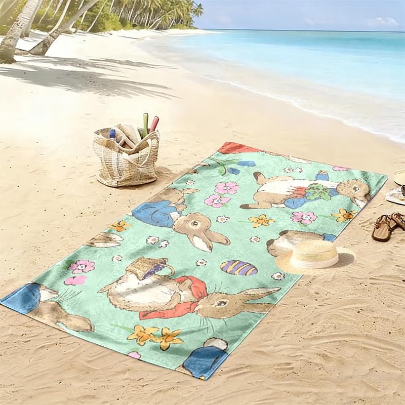 Peter Rabbit Print Beach Towel, Large Soft Quick Dry Towel for Beach Camping Swimming