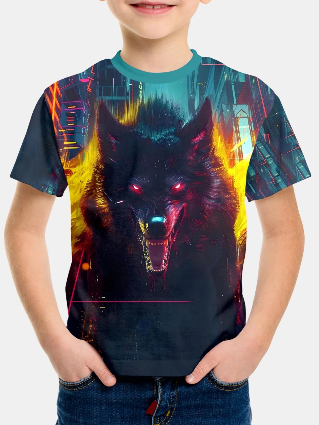 Kids Boys T-Shirt Cool Animal Print Kids Clothes Short Sleeve Children Top Summer T Shirt for Boys T Shirts Casual Child T-Shirt 100