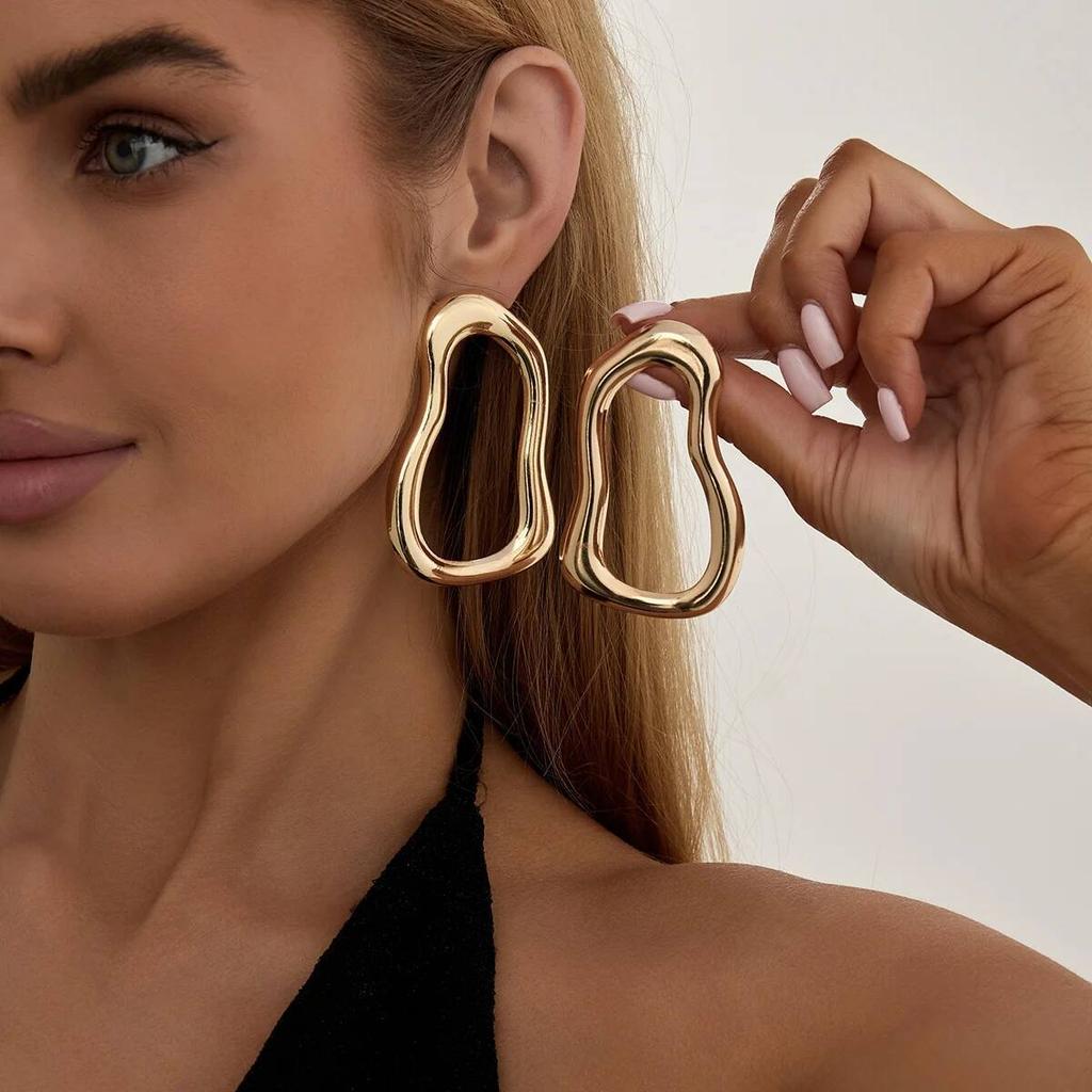 IngeSight.Z Creative Irregular Hollow Out Stud Earrings Women 2026 New Simple Metal Geometric Piercing Ear Accessories Jewelry
