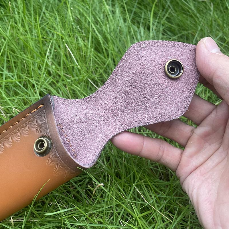 Funda de cuero vacuno repujado para cuchillo plegable, funda de cuero dividido, estuche, fundas para cuchillo de camping, hebilla para cinturón