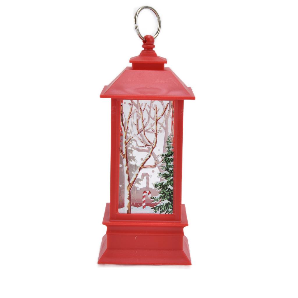 Lanterne Décorative de Noël à Suspendre Portable Lampe LED Père Noël Décoration de MaisonRouge