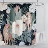 Bohemian Shower Curtain Tropical Jungle Wildlife Bathroom Set Modern Pink Aesthetic Parrot Floral Bathroom Curtain With Hooks