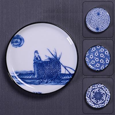1PC Chinesischen Stil Tee Tasse Matte Haushalt Blau und Weiß Porzellan Keramik Teetasse Pad