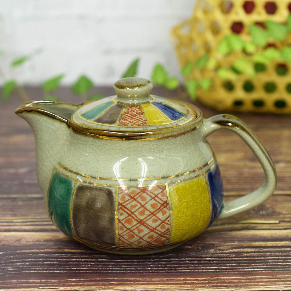 Stylish Kutani Ware Teapot with Paper Balloon Design, Ceramic, Made In Japan, with Tea Strainer Included
