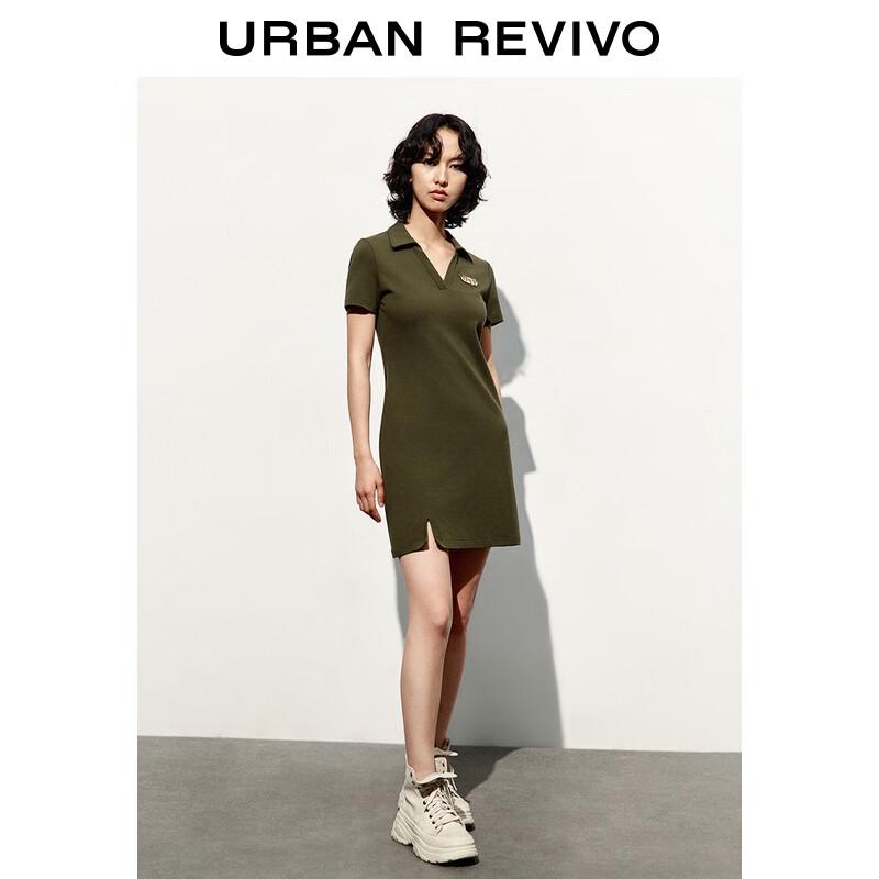 

UR 2025 Spring Casual Contrast Letter Embroidery Short Sleeve Dress XS