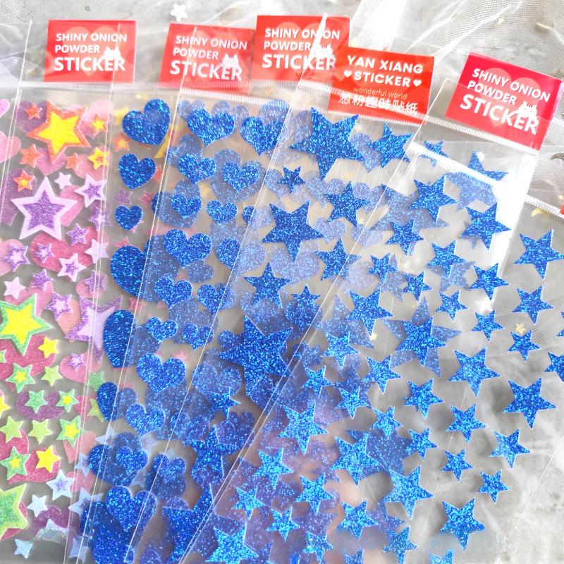 Gold Glitter Spark Heart Star Animal Cown DIY Stickers Self-adhesive New Year Gift for Kid Face Scrapbook Decora Bright Stickers