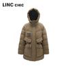 Parka mi-longue ample à capuche pour femme Jinyujie