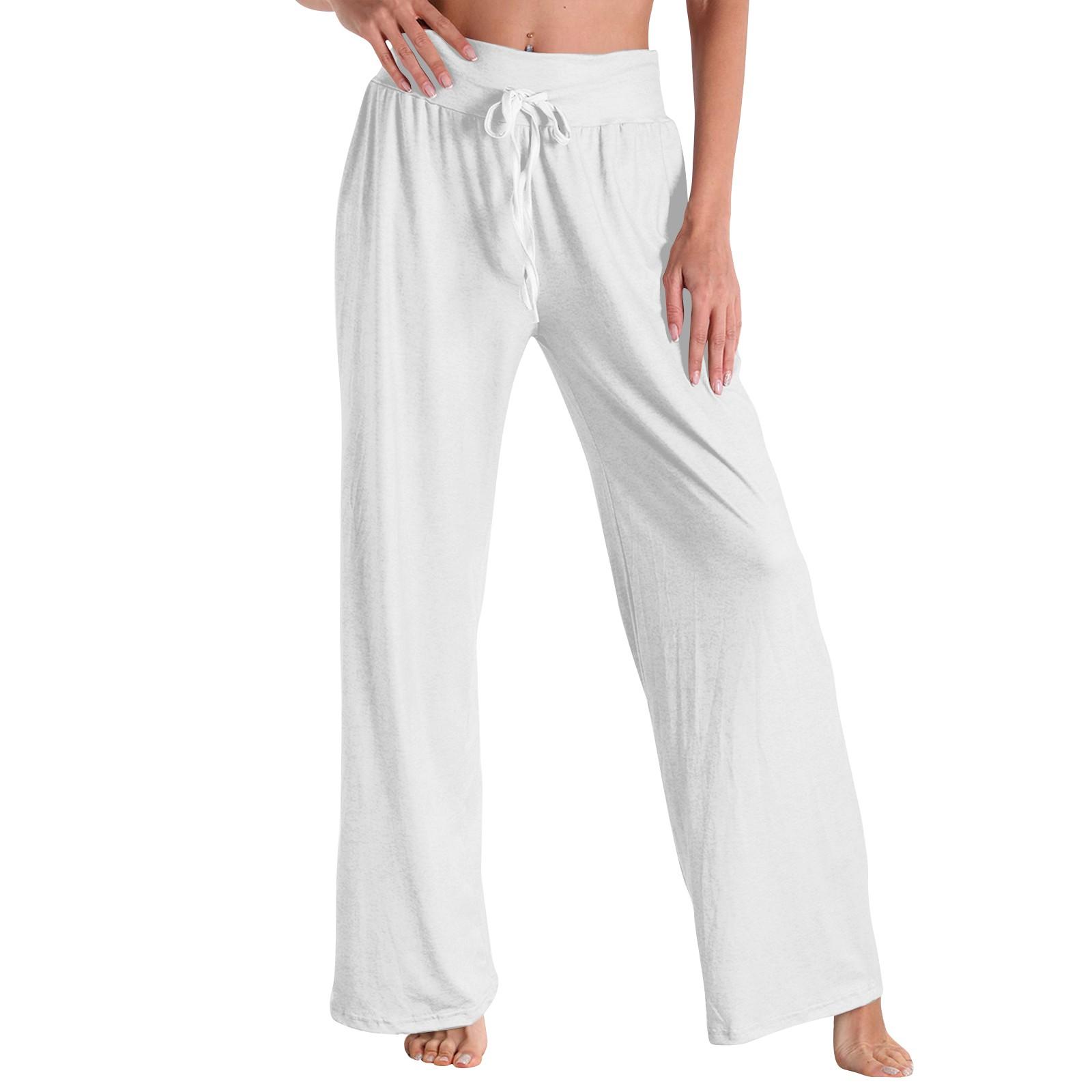 

Женские модные повседневные удобные пижамные штаны, однотонные, с принтом, на шнурке, широкие брюки XL белый