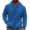 Men's Winter New Waffle Solid Pocket Zipper Long Sleeve Jacket Jacket Hoodie