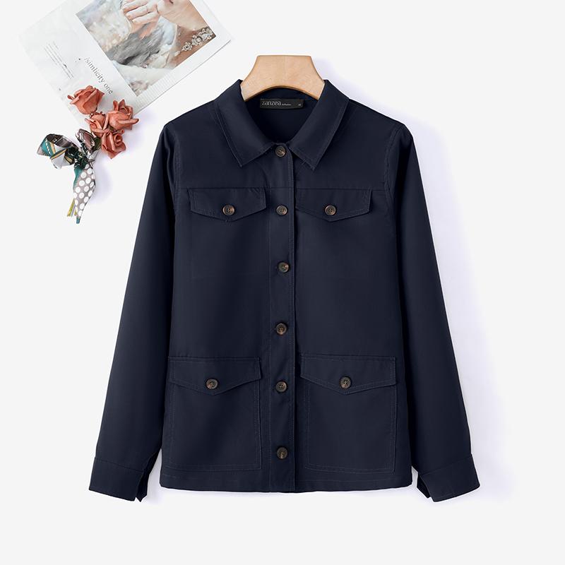 ZANZEA Damen Umlegekragen Einfarbig Locker Langarm Bluse