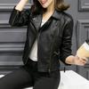 BARYPORY PU Leather Biker Lightweight Leather Winter Synthetic Leather Women's Jacket, Jacket, Coat, Warmth, (JP, Alphabet, L, Black)
