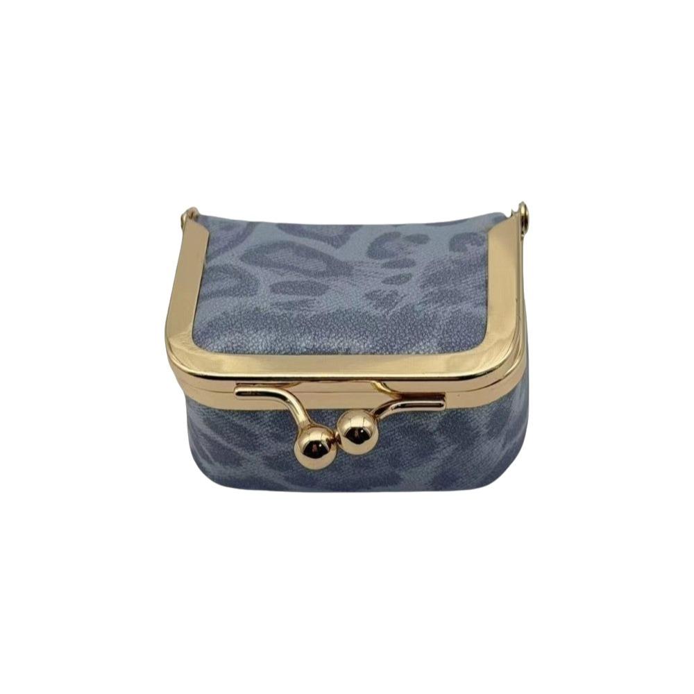 PU Leather Leather Jewelry Bag Square Small Item Bag Elegant Kiss Lock Coin Purse  Ring