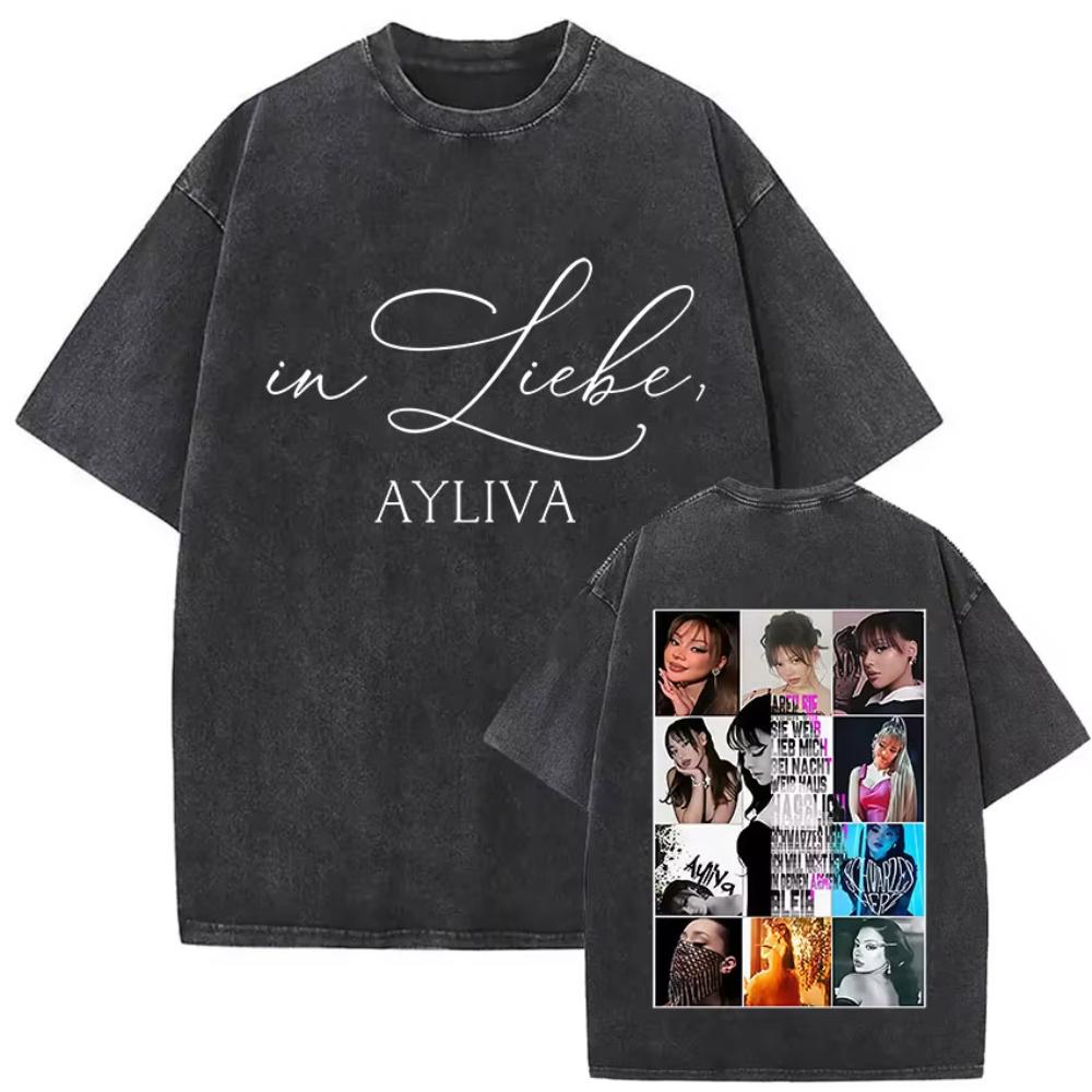 Cantante Die Ayliva Tour Fan Merch Magliette Uomo Donna Album Musicale Hip Hop T-shirt a Maniche Corte T-shirt in Puro Cotone Streetwear