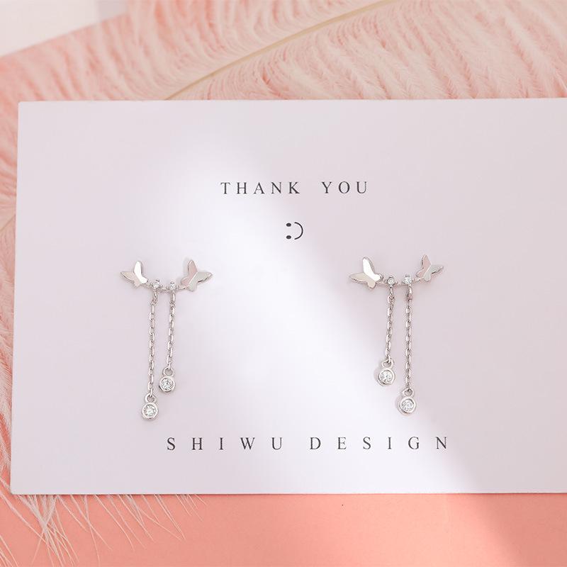 Dreamy Heart & Butterfly Fairy Flower Tassel Stud Earrings