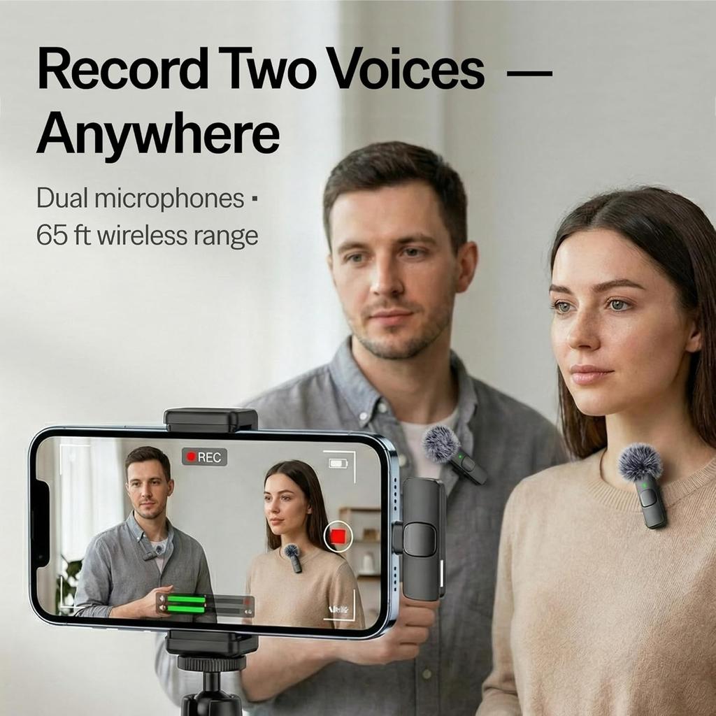 Wireless Microphone Lavalier Microphone for Video Recording - iPhone Mic Crystal Clear Recording with USB-C for Content Creators