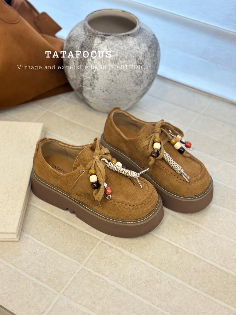 Leather thick-soled ugly cute big-headed retro Brock single shoes women's 2025 autumn new fashionable and comfortable versatile derby shoes