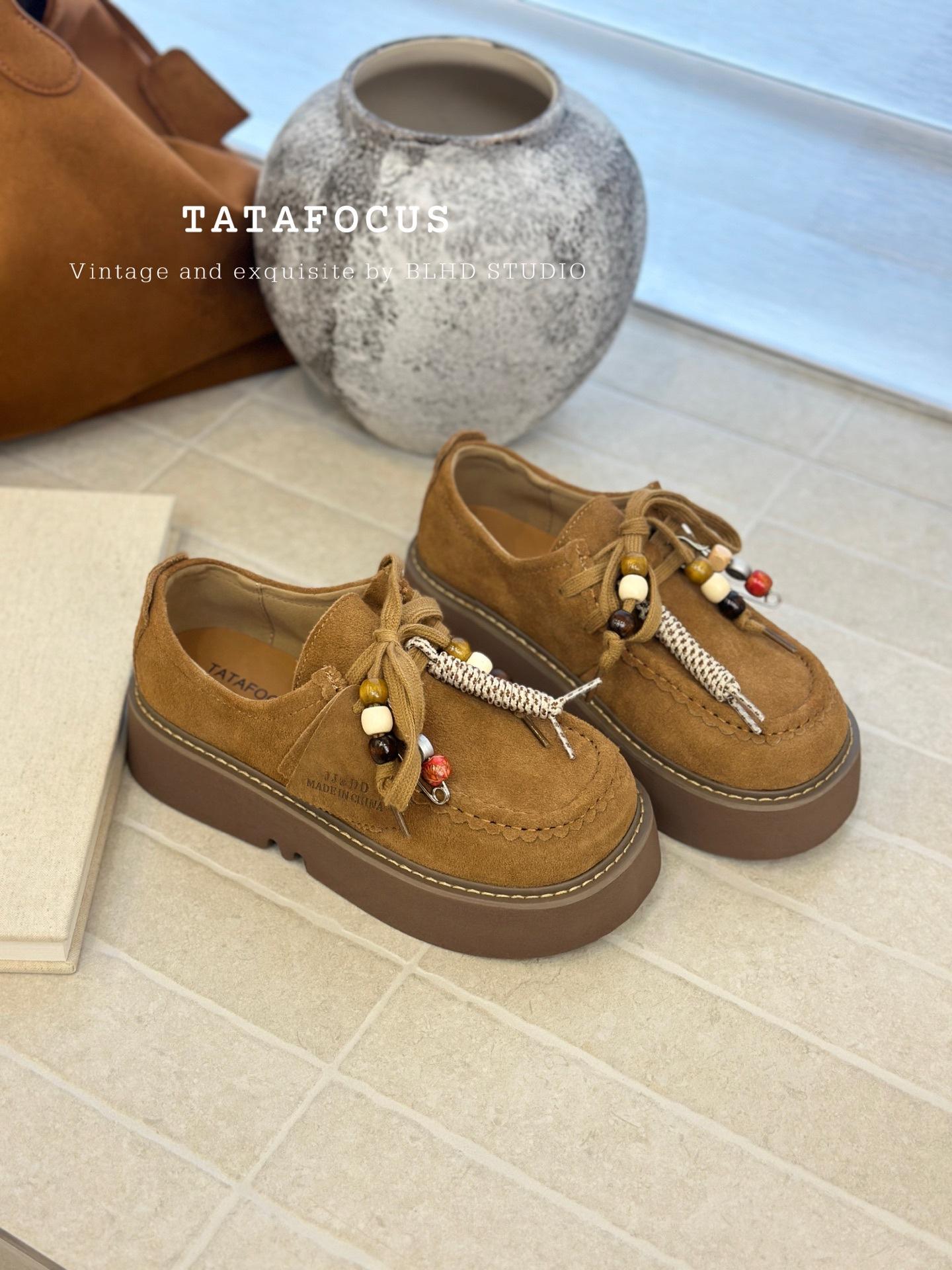 

Кожаные толстоподошвенные уродливо-милые большеголовые ретро Брок одинарные туфли женские 2025 осень новые модные и удобные универсальные туфли дерби 39 верблюд