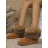 Large size snow boots women's cotton shoes piled and thickened outer wear casual warm fluffy boots