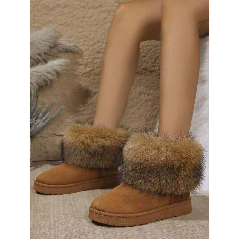 Large size snow boots women's cotton shoes piled and thickened outer wear casual warm fluffy boots
