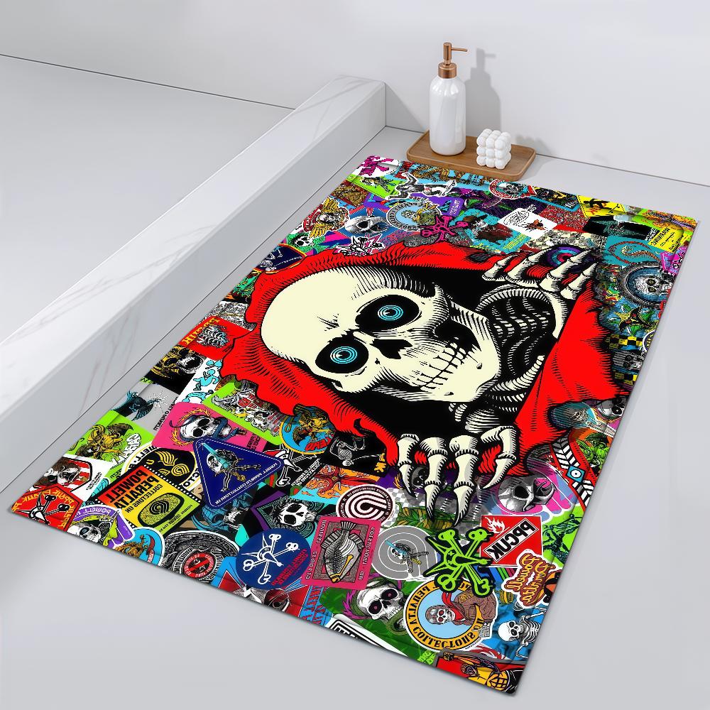 Door Skull Mat Skateboard Fashion Bedside Entrance Bath Floor Decoration P-Powell Corridor Door Mat Carpet Living Room Balcony