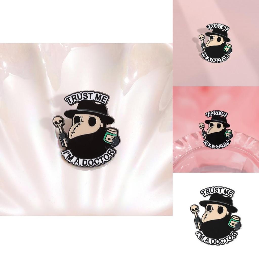 Stylish Alloy Cartoon Character Brooch Doctor Mask Inspired Badge For Fashion Enthusiasts