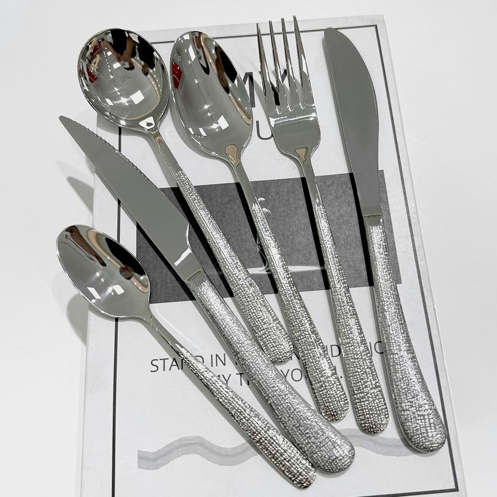 304 Stainless Steel Tableware High Appearance Level Hotel Western Restaurant Knife, Fork and Spoon Unibody Tableware Set