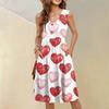 Women's Casual Fashion Sexy V-Neck Button Decoration Sleeveless Valentine's Day Tunic Dress