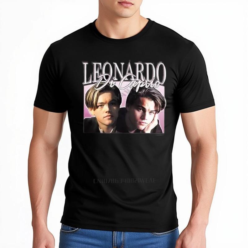 Maglietta Unisex in Cotone con Stampa Classica Unica di Leonardo DiCaprio Manica Corta Estiva Girocollo Uomo