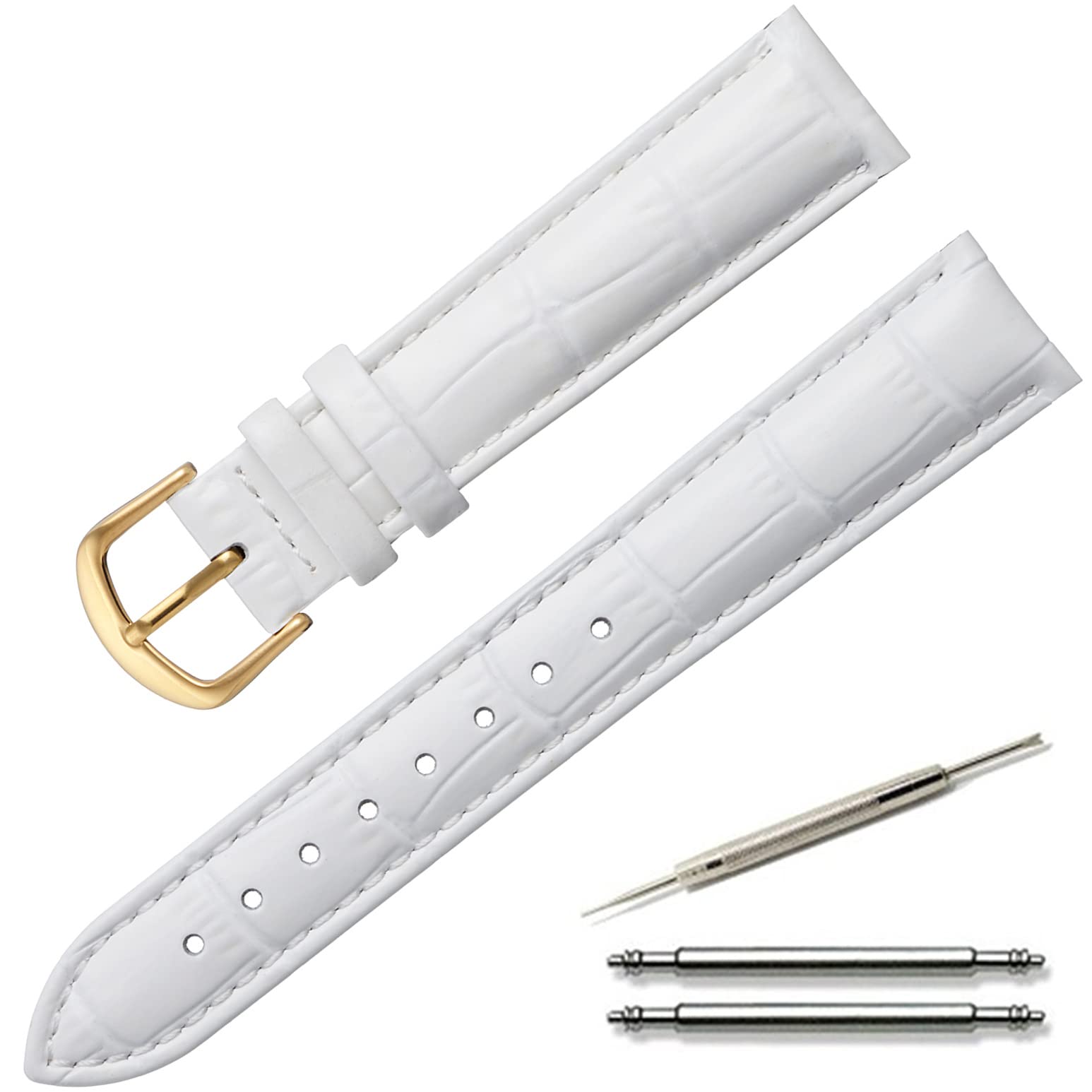 

Calme Watch Strap, Genuine, Crocodile-Embossed, Leather Band, Replacement Strap, 0.5–0.9” (12–22 mm), Replacement Instruction