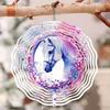 Western Cowboy Horse Metal Wind Chime Outdoor Garden Decor with Pink Purple Floral Design Durable Hanging Ornament for Patio Porch Fence