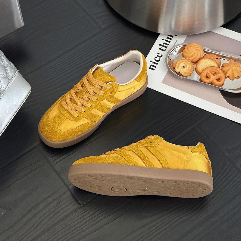 Dexun Shoes Women's Spring and Summer New Leather Flat-bottomed Casual Sports Board Shoes Forrest Gump Single Shoes Women Ins