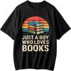 Solid Color Tshirt Travel Male Crew Neck Tshirt Big Size Just A Boy Who Loves Books Comfort For Him Tees Minimalist Tshirt