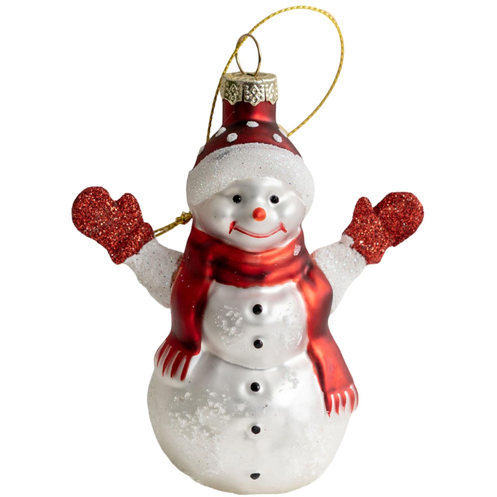 

Mini Christmas Glass Pendant Snowman Santa Claus Christmas Tree Pendant for Christmas Tree Holiday Western Decor