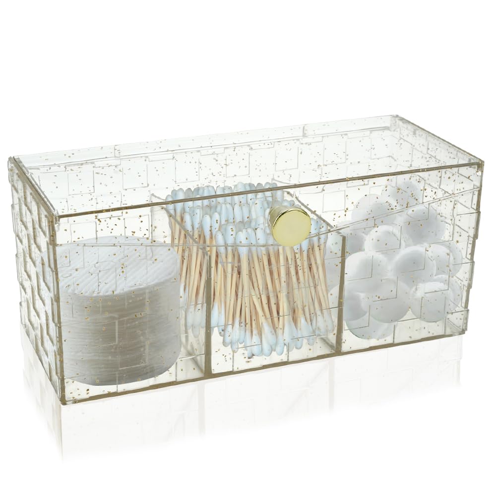 Qtip Holder, Cotton Swabs Holder Jars with Lids Vanity Storage Jars for Cotton Ball, Swabs Floss, Makeup Sponges Organizer