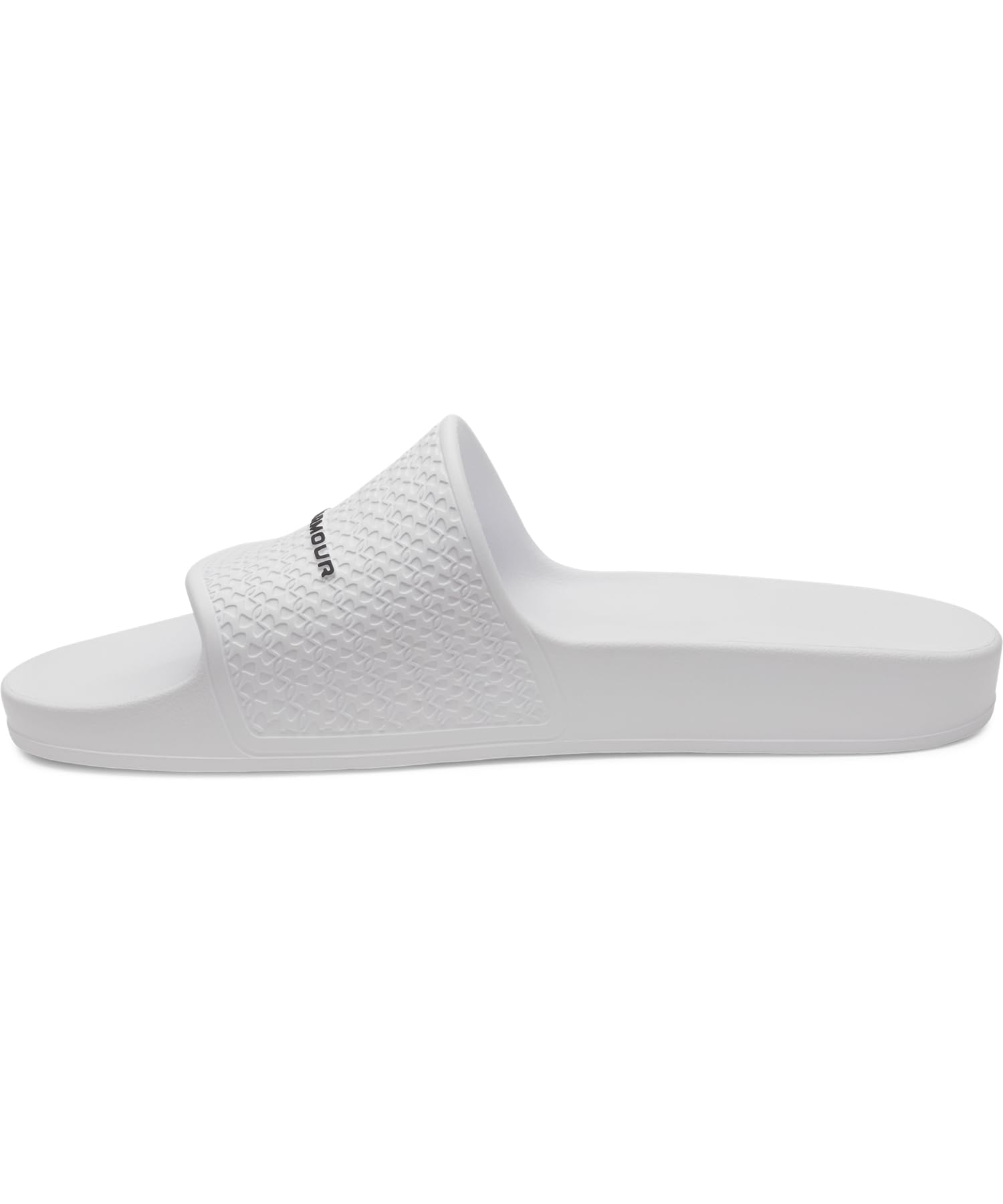 UA ARMR SHOWER SLIDE 6007528 White White Black [Under Armour] (100) 29.0