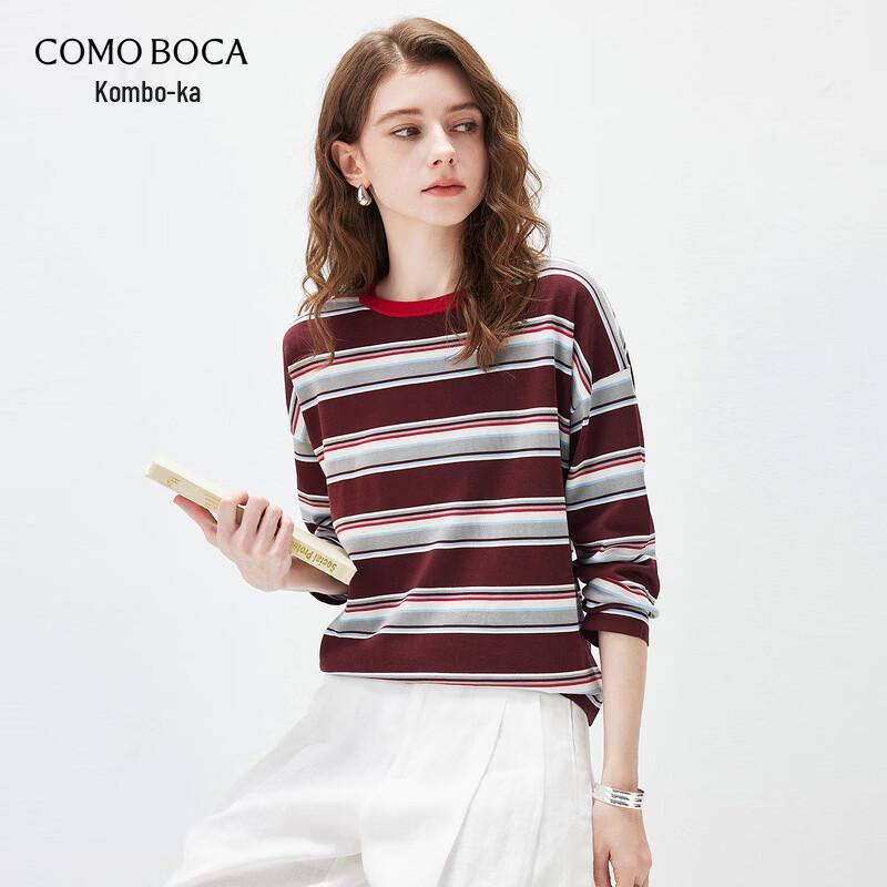 Women s Vintage Striped Silk Blend Knit Long Sleeve Top L