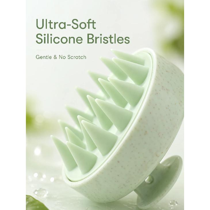 Soft Silicone Scalp Massager Shampoo Brush Wheat Straw Handle Hair Washing Comb Anti Dandruff Head Massage Brush For Home Travel