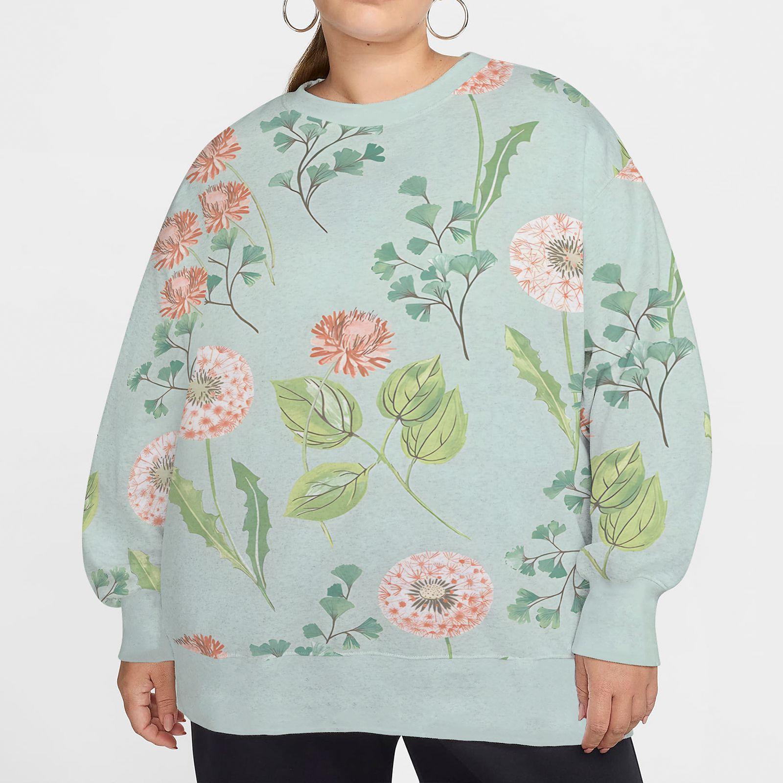 Толстовка с круглым вырезом и цветочным принтом больших размеров — фото 5
